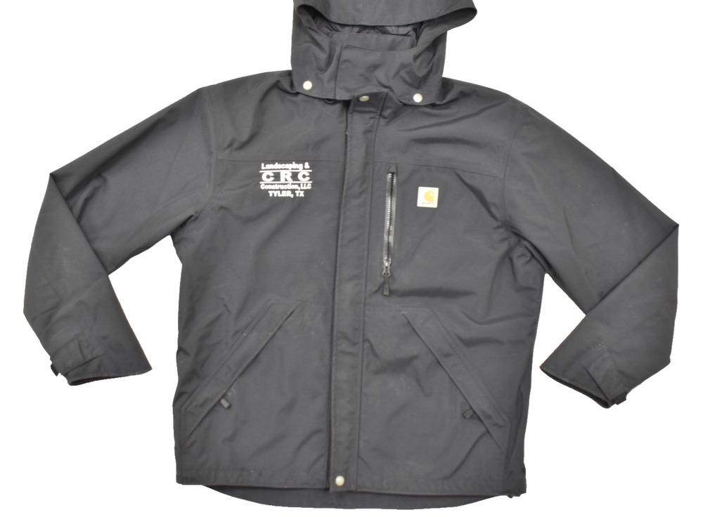 Carhartt J162 001 Storm Defender Black Waterproof Hooded Jacket Men's Size M